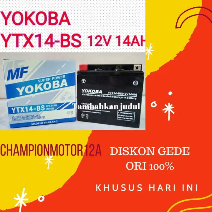 aki ytx14 merk yokoba | Lazada Indonesia