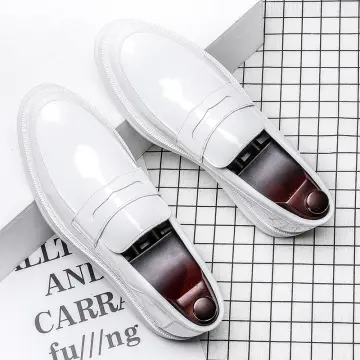 White patent clearance leather loafers