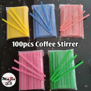 Coffee Stirrers Disposable Plastic Sip Drink Coffee Stir Sticks Straws 100  pcs