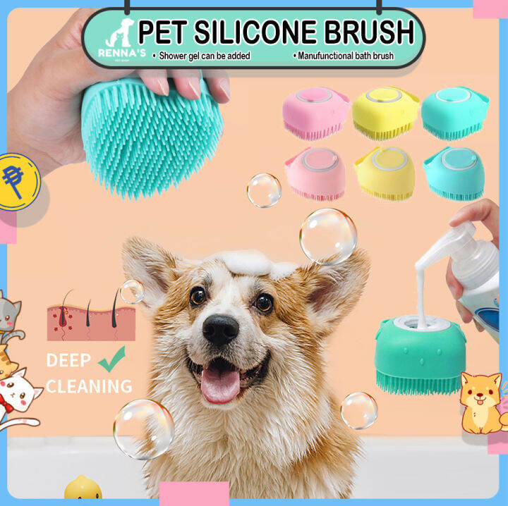Renna's Dog Brush Silicon Bath Cat Brush For Dog Comb Pet Bath Brush