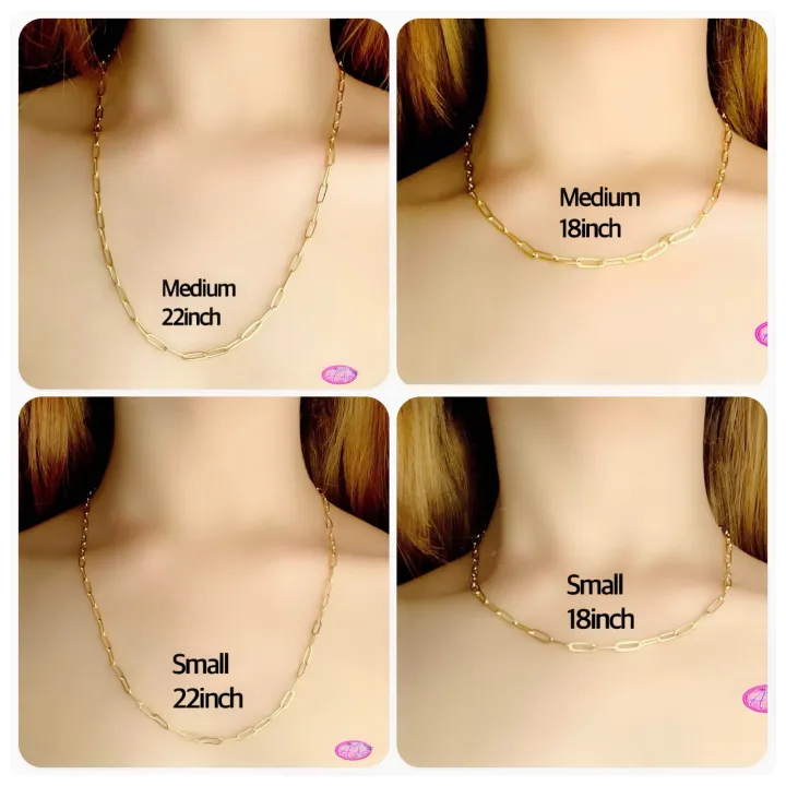 Stainless Paper Clip Necklace Gold Plated Chain & Bracelet 18inch
