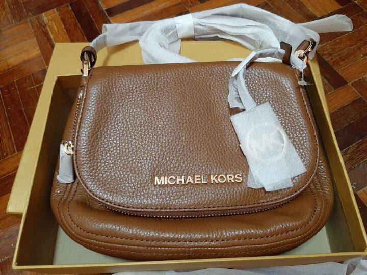 M] MICHAEL KORS women bag bedford brown leather sling bag for women  crossbody | Lazada