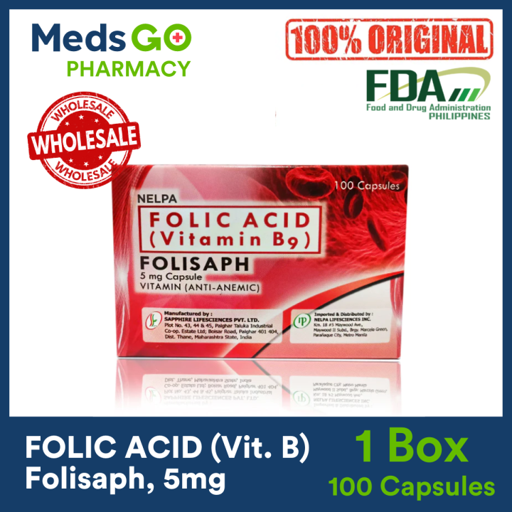FOLISAPH Folic Acid supplement to get pregnant (Vitamin B9) 5mg 1 box x