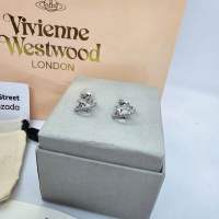 Vivienne Westwood Reina Earring วิเวียน ต่างหูจี้ดาวเสาร์ ล้อมเพชร  งานอะไหล่เงิน พร้อมจัดส่ง