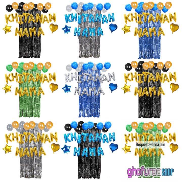 Paket dekorasi khitanan nama anak backdrop simpel acara sunatan