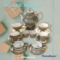 Coffee/tea set collection: SQUARE MOSAIC handpainted by JJ Benjarong