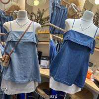 new! Denim strappy top??(430฿ฟรีส่ง) เสื้อสายเดี่ยวผ้ายีนส์นิ่มผสมผ้า cotton เนื้อผ้าไม่ต้องพูดถึง ดีมากอยู่แล้ว ดีเทลแต่งหูเข็มขัด น่ารักมาก  สายปรับได้ มีซิปข้าง ด้านหลังยังมีกระดุม