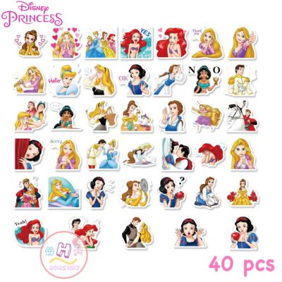 Sticker สติ๊กเกอร์ Princess H 73 เจ้าหญิงดิสนีย์ 40 ชิ้น เจ้าหญิง ดิสนี สโนว์ไวท์ ซินเดอเรลล่า แอเรียล เบลล์ จัสมิน มู่หลาน ราพันเซล เอลซ่า Frozen Mulan The Little Mermaid Cinderella Snow White Aladdin มู่หลาน Pocahontas ดิสนี่