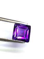 พลอยอเมทิสต์ธรรมชาติแท้ 100% ทรงสี่เหลี่ยม 7x7mm 7x7mm Square shape 100% natural amethyst gemstone