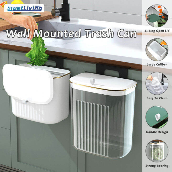 JustLiving 1PC Wall Mounted Hanging Trash Bin Kitchen Countertop