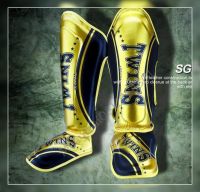 สนับแข้งนักมวย หนังแท้ (คู่) Shin Protector Muaythai  Leather (Pair) Made In Thailandแท้ ยี่ห้อ Twins Special Fancy