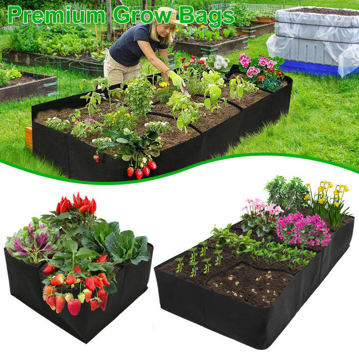 Large Rectangle Grow Bag Garden Raised Planting Bed 4/8 Grids Reusable