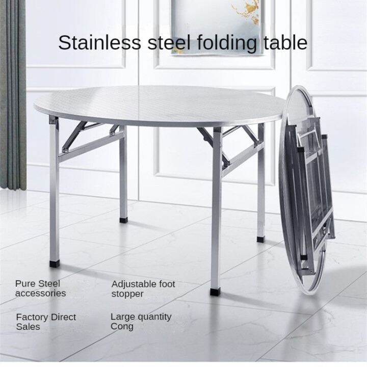 117cm Household Thickened 304 Stainless Steel Foldable Dining Table for