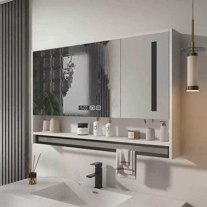 Smart Mirror Cabinet Bathroom Wall -mounted Intelligent Led Light Anti ...