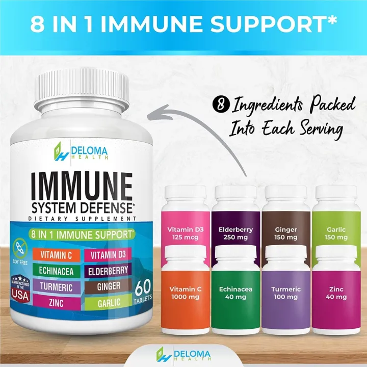 Deloma Health 8 in 1 Immune System Defense and Support Supplement ...