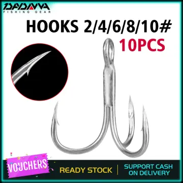 Fishing Hooks Fishhooks 10 Pcs/lot 2# 4# 6# 8# 10# 12# High Carbon Steel  Fishing Hook Treble Overturned Hooks Fishing Tackle Round Bend Treble for  Bass Fish Hooks : : Sports & Outdoors