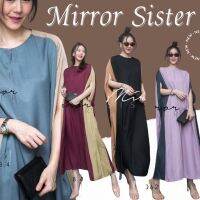 ?ป้าย Mirrorsister​ 10628.4 เดรสตัวยาว คอกลมไหล่ลู่ ดีเทล2โทน