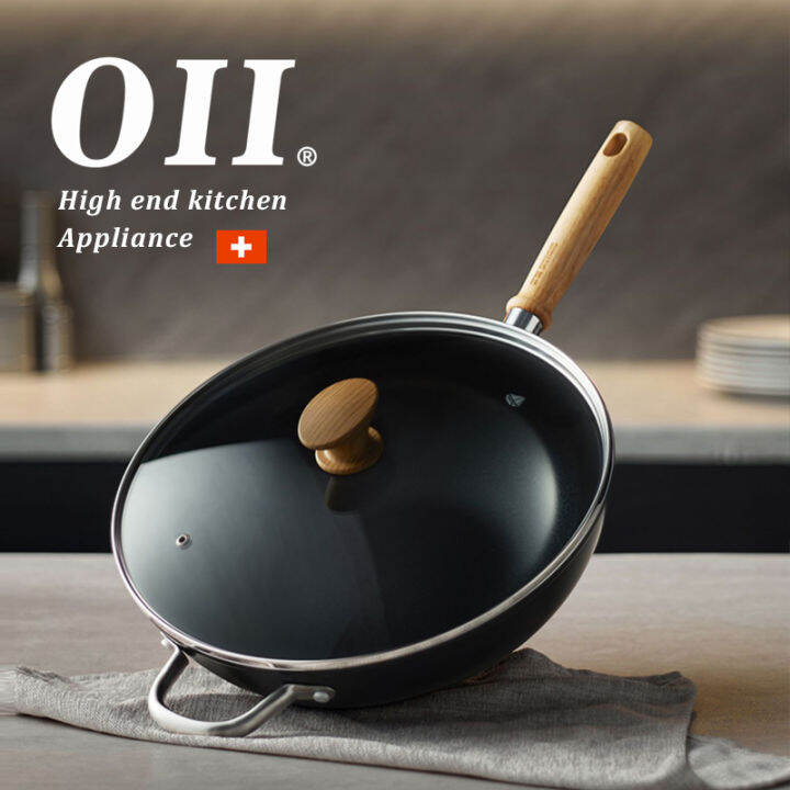 OII Belgian Blue Diamond Wok Ceramic NonStick Pan Diamond Pan Gas