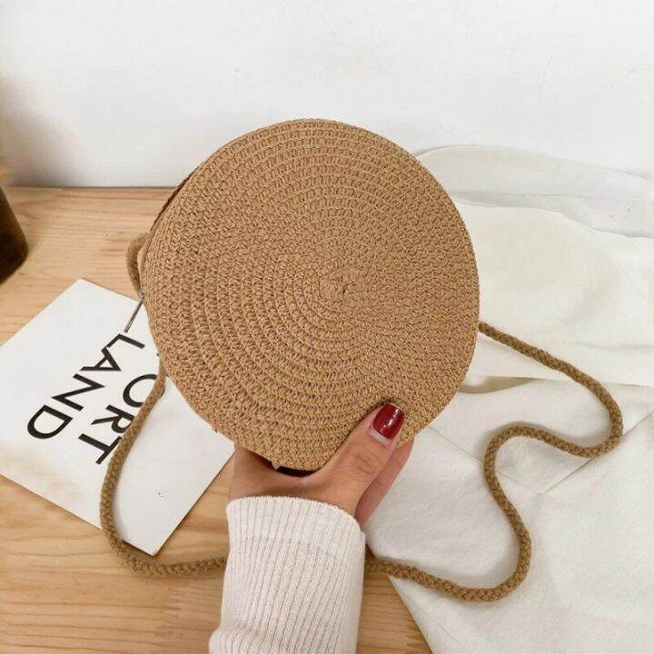 Minimalist Straw Bag Round Crossbody Purse Women Shoulder Vocation Style Handbag Lazada PH