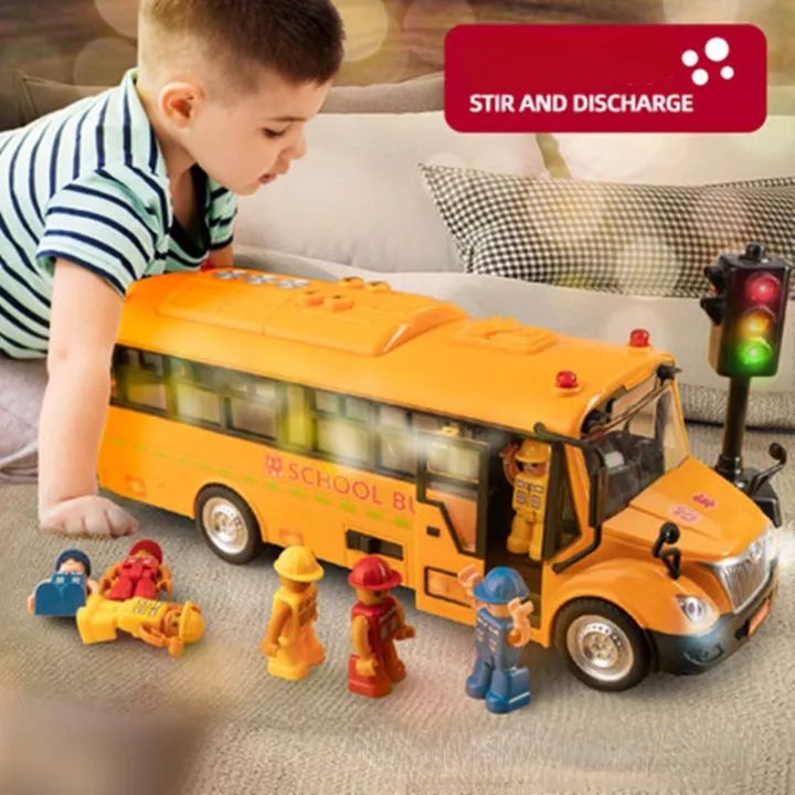 【WJ】Children school bus toy car big size for baby kids boy story car ...