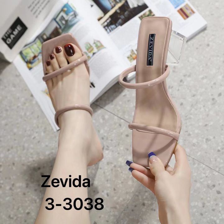 รองเท้าส้นแก้วแบบสวมสายคาดหนังแก้วสุดเกร๋-zevida-รุ่น-3-3038