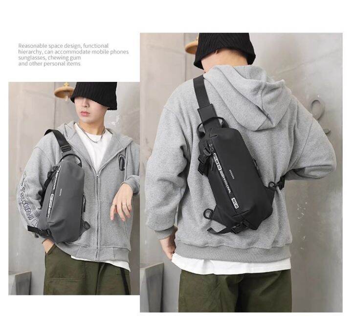 USB Charging Anti-Theft Sling Bag – Carbon Fiber Style, Waterproof Crossbody Bag For Travel, Gym, Or Everyday Use