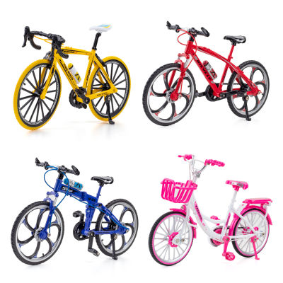 โมเดลจำลองโลหะผสมจักรยานเสือภูเขา1:8ของตั้งโชว์โลหะสำหรับผู้หญิงจักรยานพับได้รถของเล่นมินิสำหรับเด็ก