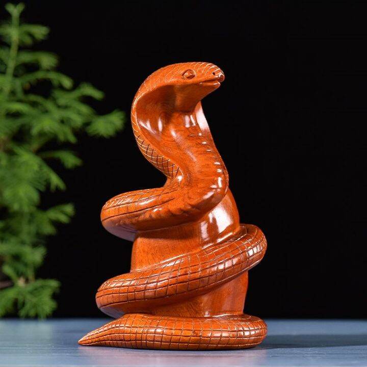 Rosewood Wood Sculpture Snake Decoration Living Room Chinese Zodiac