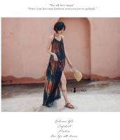 Kowie Korea  เดรสยาวคล้องคอสีเขียวเข้ม Sunset  (182) price  790฿