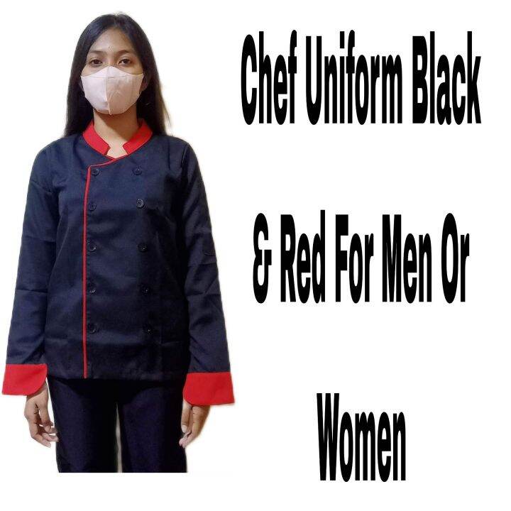 Chef Uniform Black and Red For Men and Women Lazada PH