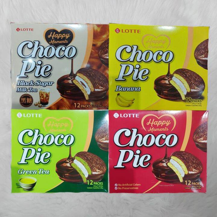 Lotte Choco Pie/Green Tea/Banana/Milk Tea 336g | Lazada PH