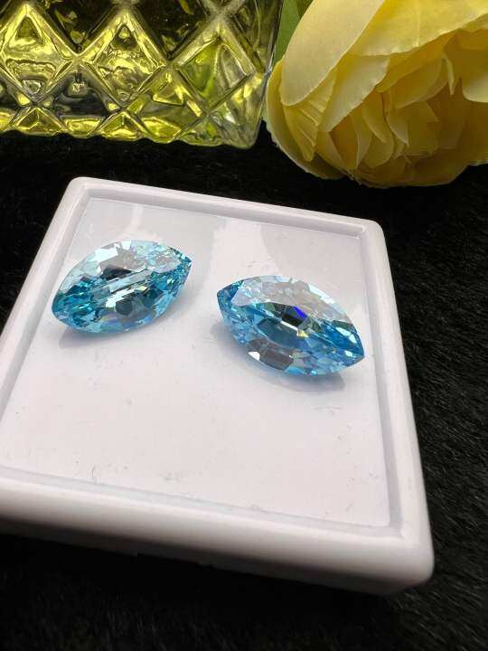 aquamarine-เพชร-รัสเซีย-เนื้อแข็ง-พลอย-บลูโทแพซ-cz-cubic-zirconia-marquise-blue-topaz-lab-made-100-ราคาเป็น-1-เม็ด-พลอย-ขนาด21x11-mm-มิล-17-กะรัต