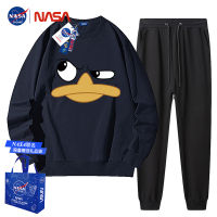 ชุดกีฬาแบรนด์ NASA เสื้อสเวตเตอร์ผู้ชายสำหรับฤดูใบไม้ผลิและฤดูใบไม้ร่วงกางเกงยาวลายเป็ดโคกาดาชุดสองชิ้นชุดกีฬาแบบคู่รักไซส์ใหญ่