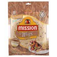 Mission Wraps 6 Grains super soft 360g 8 wraps แผ่นแป้งสำเร็จรูป แรพส์ ผสมธัญพ ยี่ห้อมิชชั่น ปริมาณ 360 กรัม 8แผ่น