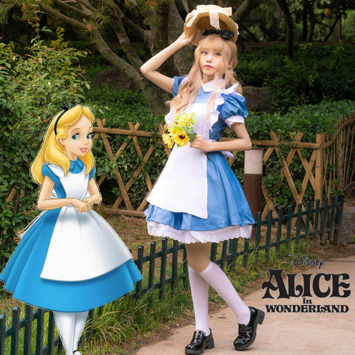 New Disney Adult Alice In Wonderland Maid Costume Halloween Alice Cos