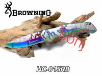 มีดพับพกพาด้ามลายหมาป่า รุ้งใบรุ้งลายBROWNING  HC-015 RB (21cm) มีดพับพกพามี เหน็บด้ามใบสีเงินรุ้งมีดพับสินค้าพร้อมส่ง