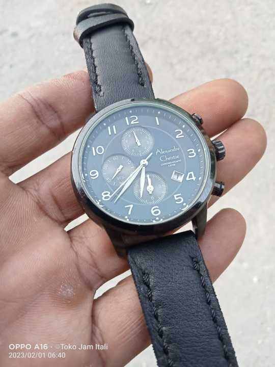 jam tangan pria cronograph alexandre christie 6302MC original bekas