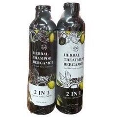 Herbal shampoo &amp; treatment bergamot แชมพู &amp; ครีมนวด (สูตรสมุนไพรมะกรูด) สำหรับทุกสภาพผม1แถม1