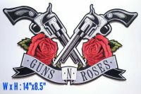 ตัวรีดติดหลังเสื้อขนาดใหญ่ 14"x8.5" นิ้ว GUNS N ROSES ตำนานวงร็อคในตำนาน แบบรีดติด Guns &amp; Roses Iron on Patch