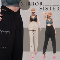 ?ป้าย MiRRoRSiSTER กางเกงขายาวทรงชิค ดีไซน์ที่เอวเก๋เว่อร์ แต่งขอบVมีกิมมิค