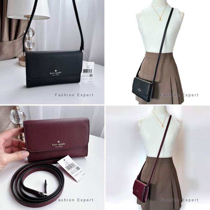 ของแท้100-กระเป๋าสะพาย-kate-spade-brynn-small-flap-crossbody-black-saffiano-k4804