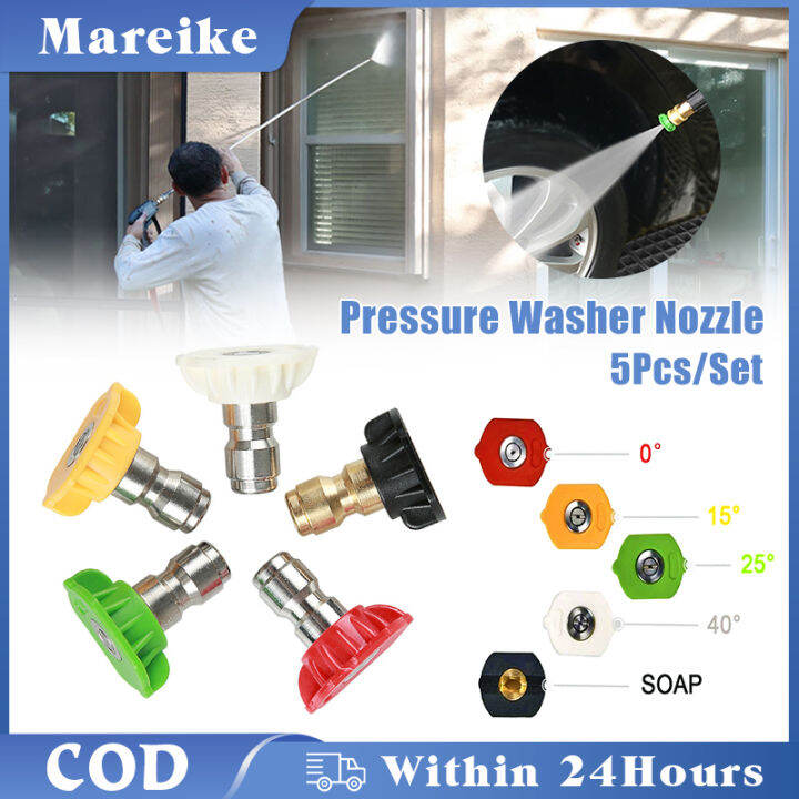 5Pcs/Set 1/4 Inch Quick Connect Pressure Washer Nozzle Tip 4000 PSI