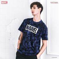 VATANA - เสื้อยืดลายหินอ่อนพิมพ์ลาย MARVEL SILVER LOGO