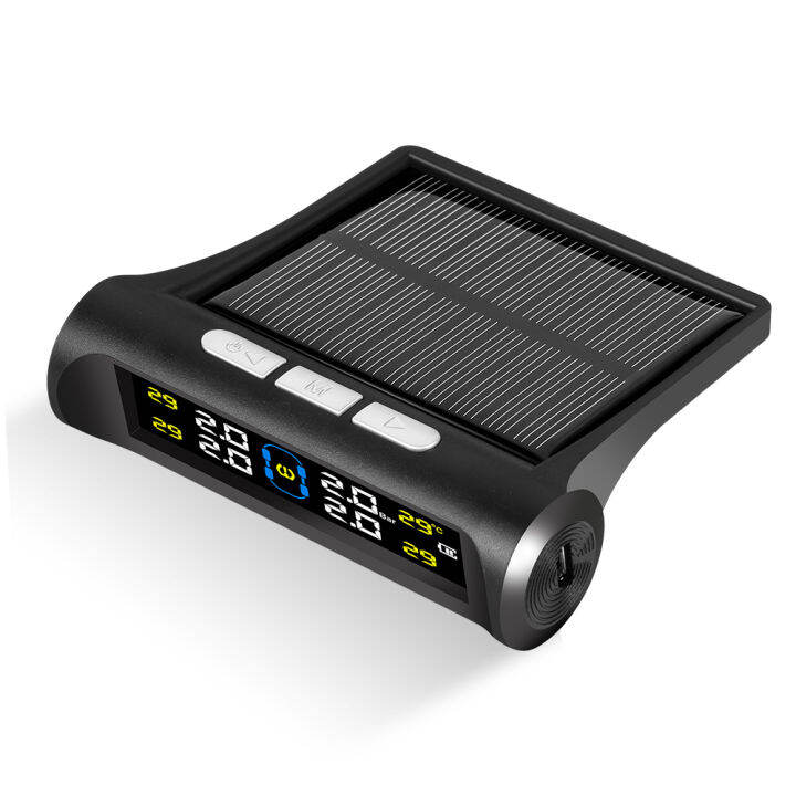 Solar Power TPMS Car Tire Pressure Alarm Monitor System Auto Security Alarm Systems Tyre