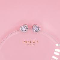 Praewa Jewelry - Sweet Heart earrings ต่างหูเงินแท้ เพชรสวิส