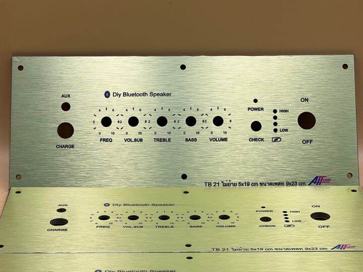 เพลทtb21ไม่ย้ายอลูมิเนียมสีทอง-ช่อง5-19-วัตแบตเม็ดไฟหนา4มิลพร้อมเซาะหลัง