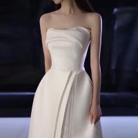 ของใหม่! ชุดเจ้าสาว เกาะอก สีขาว ชุดแต่งงาน เกาะอก เรียบหรู มินิมอล wedding dress bride dress white dress