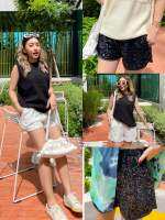 GLITTER SHORT PANTS (ดำ,ขาว)