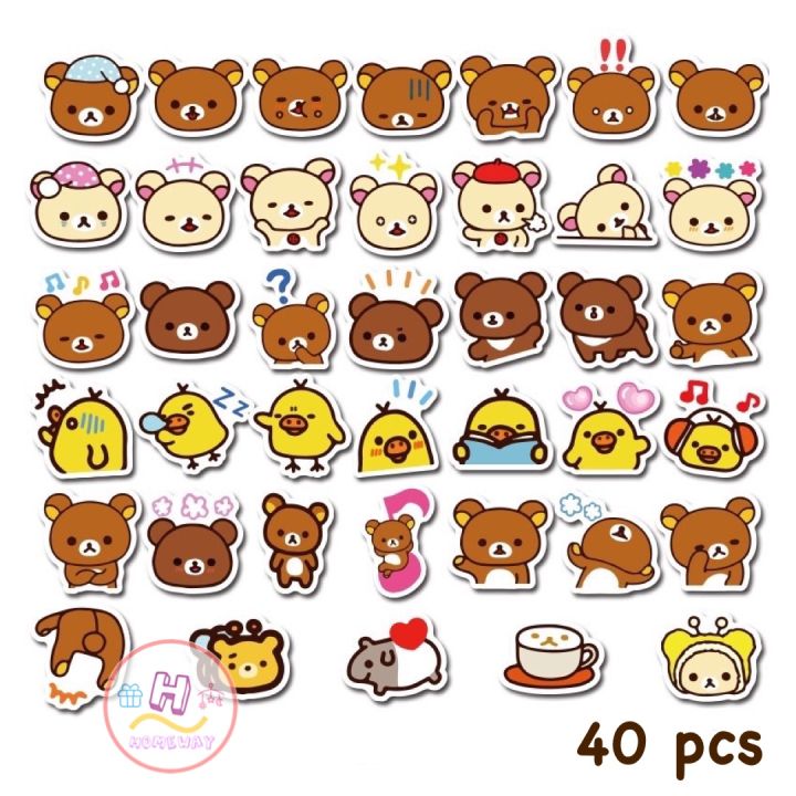 sticker-สติ๊กเกอร์-kilakkuma-h-26-ริลัค-คุมะ-40-ชิ้น-ซานริโอ้-sanrio-kuma-คุมะ-คูมะ-ริลัก-กูมะ-คิทตี้-hello-kitty-หมี