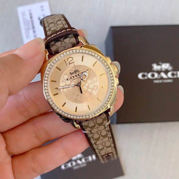 นาฬิกา-coach-14503150-นาฬิกาผู้หญิง-หน้าปัดล้อมคริสตันสีทอง-ขนาด-34mm